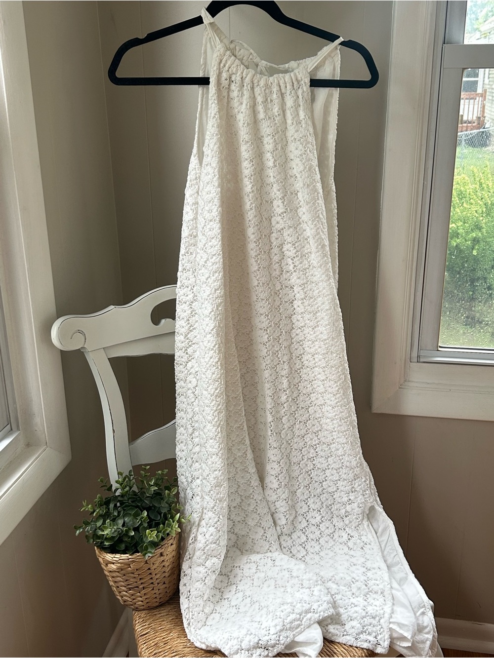a new day White Lace Curtain Panel